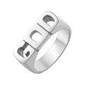 Retro hip-hop silver titanium steel ring for men featuring hollow GOD text design - Size 7 / Steel