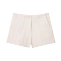 Pantaloncini a vita alta in misto lino beige crema con dettagli di cuciture verticali - XS / Shorts