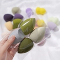 Set of 4 pastel makeup sponges in olive, grey, yellow, and purple colors for smooth blending - OPP Bag 4Pcs Set / Green System