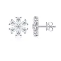Elegant S925 sterling silver sunflower earrings with sparkling moissanite stones - Six-Petal Flower Style (E15892)