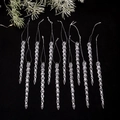 12er Set transparente gedrehte Eiszapfen-Anhänger aus Acryl mit silberner Schnur für Baum - 5 Zoll (13 cm 12 Stück/Packung)