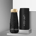Sombrilla negra plana anti-UV UPF 50+ con estuche de almacenamiento compacto - Negro Obsidiana