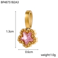 Detailed size view of star pendant with pink zircon in gold setting measuring 1.3cm in height - BP48751B2A3 / Hot Pink