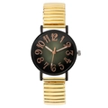 Women's quartz watch with gold elastic metal band and green gradient dial - Gold