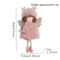 Pink plush Christmas angel tree ornament with gold glitter antlers and plaid scarf - Pink Plaid Scarf Plush Angel