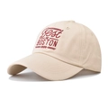 Classic beige cotton baseball cap featuring red Best of Boston 1998 embroidery - Beige