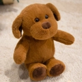 Adorable chien en peluche marron en position assise avec fourrure douce et pattes sombres - 28cm / Chiot nu / Marron