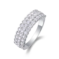 Fashion 925 sterling silver ring with triple row moissanite stones on white background - US Size 6 / Moissanite (42 Pieces)