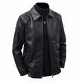 Klassische schwarze Kunstlederjacke für Herren mit Stehkragen und Reißverschluss - XXS / Schwarz