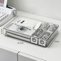 Clear acrylic desk organizer 25.5x17x4.5cm with multiple storage compartments - Extra Large - Transparent Divider