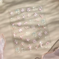 Pink floral and butterfly nail art sticker M941 with ribbons and delicate lettering - Iridescent Butterfly Flower (M-941)
