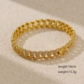 Gold plated S925 sterling silver cuban link bracelet with diamonds, length 16cm and 15.3g - Gold Color Fine (16cm)