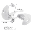 Boucles d'oreilles créoles C en acier inoxydable argenté, taille 19,5 mm x 12 mm - Argenté