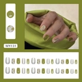 Groene kattenoog- en luipaardprint kunstnagels met glitterdetails in korte vierkante vorm - Helder Kristal Kattenoog Luipaard Stijl (MY131) / Lijm Type