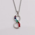 Silberne Unendlichkeit Halskette Anhänger mit sieben bunten Kristallsteinen und Kette - 60cm Kordelkette / Silber Unendlichkeit