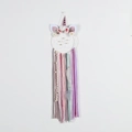 Unicorn dream catcher pendant with colorful ribbons and feathers in pink and purple - MS9035C Colorful Without Light
