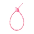 Adjustable pink silicone cable tie organizer with flexible knot texture and loop fastener - Watermelon Pink