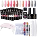 Comprehensive poly nail gel extension kit with UV LED lamp and colorful gel variety - 12 Color Set (Bag With Lamp)