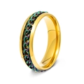 Golden 6mm stainless steel spinner ring with iridescent rainbow chain inlay for couples - Size 6 / Gold Plated Rainbow Chain