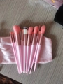 Pink 13-piece makeup brush set with soft dual-tone bristles on a pink storage pouch - 13Pcs Pink [OPP Bag]
