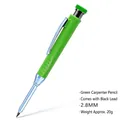 Green long-nose woodworking pencil with 2.8mm black lead and 20g lightweight metal clip - Green Pencil