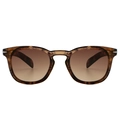 Retro square sunglasses in tortoise frame with brown gradient lenses and silver accents - Ink Tortoise Frame / Gradient Brown Lenses
