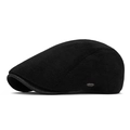 Casquette gavroche classique en velours côtelé noir avec petit logo métallique - Réglable / Noir