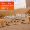 Silver bridal tiara with rhinestones and pearls snowflake pattern 14.5cm wide - Style 3 (Silver Tiara)