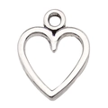 Silberner Herzanhänger aus Legierung mit Öse für DIY-Halsketten und Schmuckherstellung - Hohlherz 10x13mm