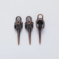 Vintage bronze bird skull alloy pendants for DIY jewelry making, showing front and back views - Antique Red Copper