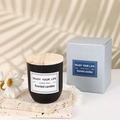 Handmade soy wax candle in matte black glass jar with wooden lid and minimalist gift box - Black Arc Bottom With Lid - Black Pomegranate