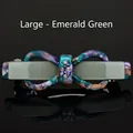 Emerald green marble acetic acid bow hair clip with rhinestones in large size variant - Large / Emerald Green