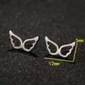Minimalist stainless steel hollow angel wing stud earrings for women with silver finish - 672 Steel (Angel Wings)