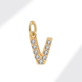 Golden S925 silver letter V pendant with sparkling cubic zirconia inlay for DIY jewelry - Gold (Letter V)