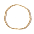Bracciale minimalista con perline metalliche dorate e un pendente a croce - Stile Semplice con Piccole Perline Rotonde (QT-B24062401A)