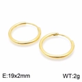 Classic 19x2mm gold-plated stainless steel hoop earrings with high polish finish - 19mm(KE99144-Z)