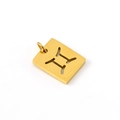 18K gold-plated stainless steel rectangle pendant with Gemini zodiac cutout design - Gemini