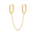 Elegante goldene S925 Silber Doppelohrringe U-Form mit Zirkonia und Verbindungskette - Gold