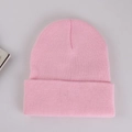 Classic pink knitted beanie hat for men and women, warm winter thermal acrylic skull cap - Adult 56-60cm / Pink