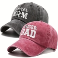 Classic washed cotton baseball caps with Soccer Mom and Dad embroidery in grey and rose - One Size / Black + Wine Red