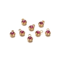 Détail de breloques en zircon rouge 6 mm sur monture en acier inoxydable doré brillant - 20 Pièces / 11.5g / Cadre Doré / Zircone Rose Rouge