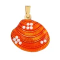Pendentif coquillage en émail orange avec perles blanches et base dorée pour bijoux - K645754-Orange Shell