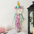 Unicorn dream catcher with warm LED lights, pink and purple feathers for room decor - MS9061CD With Light