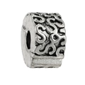 Silver bead charm with intricate swirl engraving for modular bracelets and necklaces - 045-Stopper (Silver Engraved Swirl)