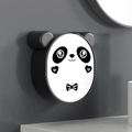 Panda shaped wall mounted soap dish with flip cover and minimalist black white design - White
