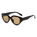 Occhiali da sole cat-eye retrò con montatura nera spessa e lenti marroni da donna - Montatura Nera Marrone