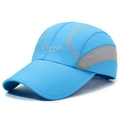 Sky blue quick-dry sports baseball cap with breathable mesh and reflective trim - Lake Blue