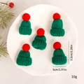 Set of 5 mini red and green knitted Christmas hats for DIY crafts and doll decor - Green