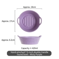 7.5-inch misty purple ceramic bowl with double handles and handcrafted texture, 420ml - Misty Purple 7.5 Inch Round Bowl
