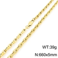 Classic 660x5mm gold-plated stainless steel bamboo link chain necklace for men and women - Gold Anchor Link Style (KN295404-KFC)